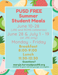 PUSD FREE Summer Student Meals 